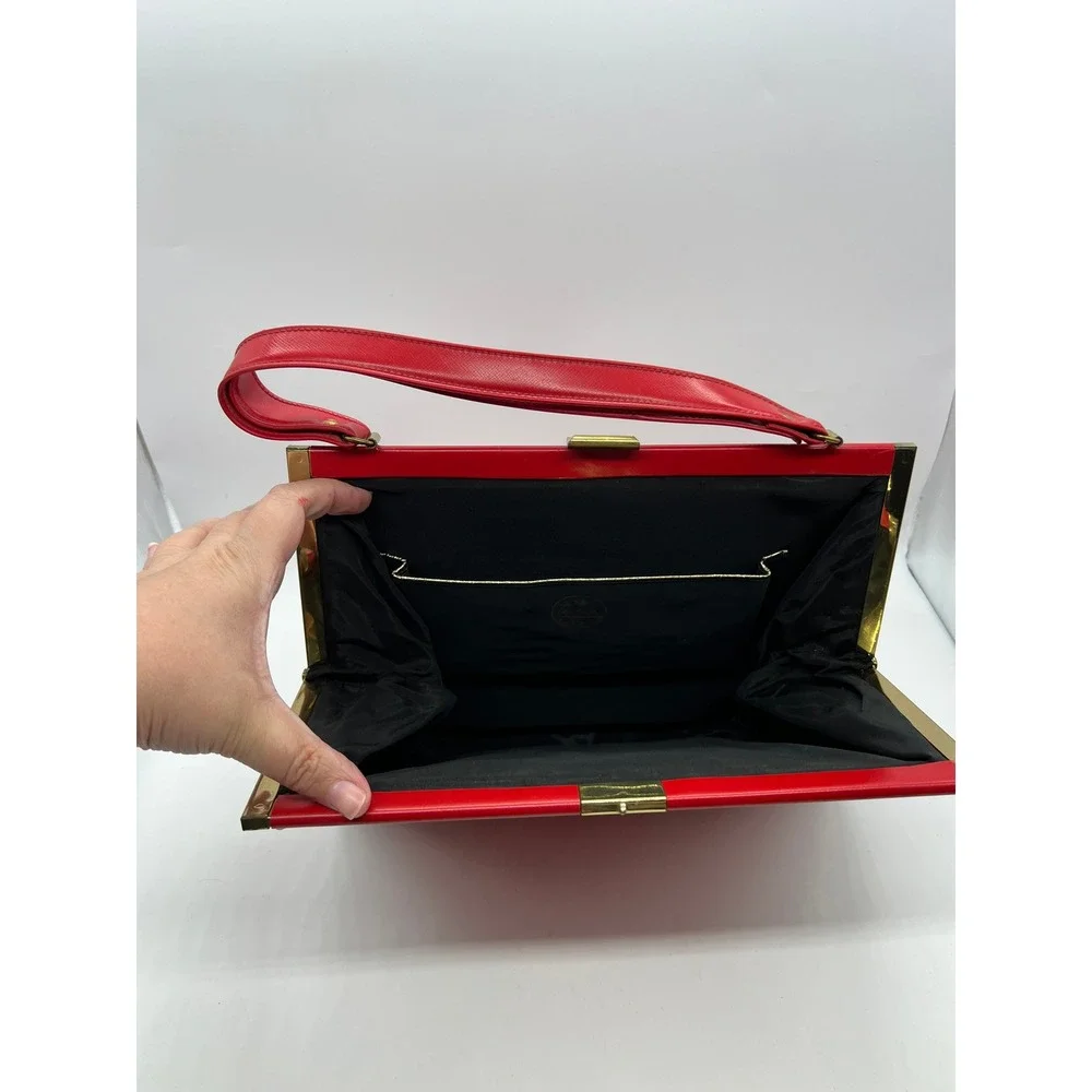 Theodor California‎ Vintage Handbag Red Mod Retro Rockabilly Faux Leather Medium